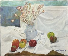 Vintage Still Life Original Oil on Canvas Painting, Signed, 1984 picture