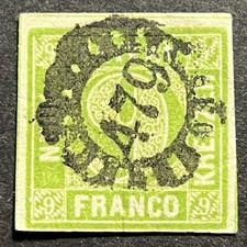 Travelstamps: 1850-52 Germany Bavaria Bayern Millwheel Cancel Stamp Sc #6 Used picture