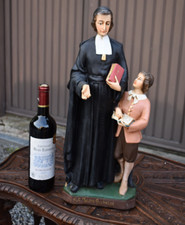 Antique french chalk statue Saint Jean-Baptiste de La Salle rare picture
