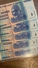 🇿🇼 ZIMBABWE 100 TRILLION DOLLAR AA/2008 P-91 LOT OF 5 UNC NOTES picture