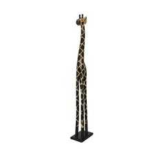 Giraffe Statue Hand Carved Albesia Wood  Sculpture | 35.75