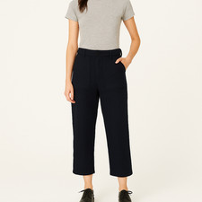 The GREAT. Women's Navy Cotton Cropped Fatigue Military High-Rise Pant sz 27 picture
