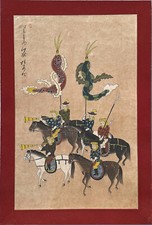 Vietnamese Hang Trong Authentic Folk Painting Cavalry Procession Hanoi Antique picture