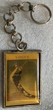 Vintage Artisan Made Crafted Art Deco style VOGUE Woman Peacock Key Chain Fob picture