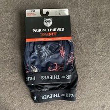 Pair of Thieves Mens Large 2 Pack Boxer Briefs SuperFit Mesh Octopus Black/Grey picture