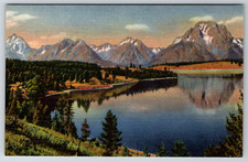 c1940s Teton Range Jackson Lake Grand Teton National Park Linen picture