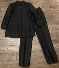 Vintage Linda Allard Ellen Tracy 100% Silk 2-Piece Pant Suit Black Size 12  picture