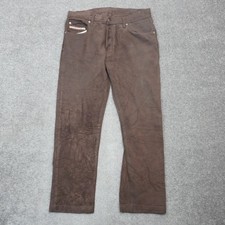 Vintage Diesel Industries Leather Feel Flare Menswear 36x30 Brown Mid Rise Pants picture