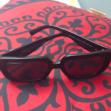 Versace Women’s Rectangle Sunglasses Embellished Black Frame Gray Tinted Lens picture