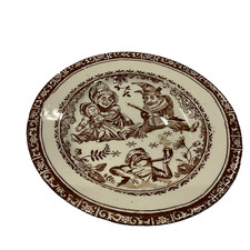 Antique Circa 19th Century Allerton Punch & Judy Red Transferware Small Plate picture