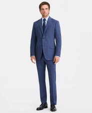 $395 DKNY Men's Navy Windowpane Modern Fit Nested Suit 44 R 37 x 32 zjl0726 picture