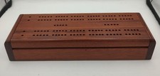 Hand Crafted Vintage Walnut Cribbage Board Storage Box picture