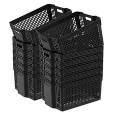 Idotry 6/12 Pcs Plastic Storage Basket Heavy Duty Stackable Milk Crate Organizer picture