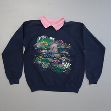 Vintage Sweatshirt Collar Grandma Garden Floral Granny Grannycore Womens Large picture