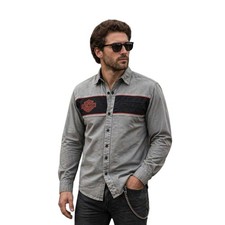 Harley-Davidson Men's Blackened Pearl Shirt Iron Bond Copperblock L/S (356) picture