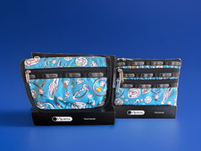 LeSportsac NWT lot of two Cosmetic Bags  Nylon Blue Multicolor Diamond Print picture