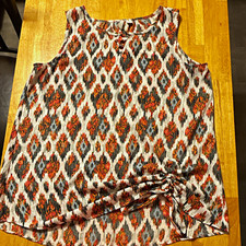 Mossimo Women’s M White/Orange/Gray/Black Geometric Tie-Front Tank Top picture