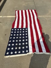 Vintage 48 Star American Flag 40”x 80” ??? Stitched Stripes Cotton Cloth picture