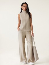 $134 NWT OGL FuzzLuxe Scuba 2pc Set Heather Morganite Turtleneck Top + Pants XS picture