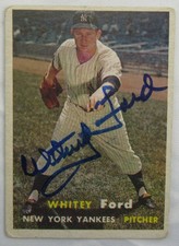 1957 Topps Whitey Ford Signed Auto Baseball Card picture