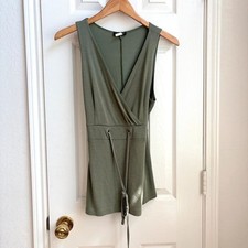 y2k fairycore whimsy vintage Venus olive green wrap grommet top picture