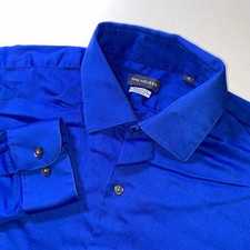 Van Heusen Mens Regular Fit Stretch Dress Shirt Royal Blue 16 32/33 Long Sleeve picture