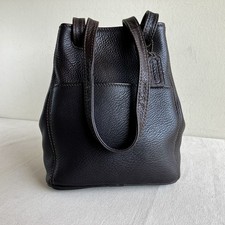 Vintage Coach Sonoma Drawstring Bucket Bag 4923 Chocolate Brown Leather 90s USA picture