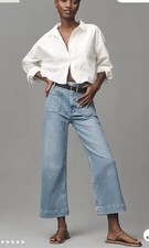 Maeve Anthropologie Colette LT Blue wash High rise Wide legs Jeans Sz30  NWOT picture