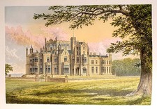 Stourton Castle 1880 English Antique Chromolithograph Victorian Architecture 2 picture
