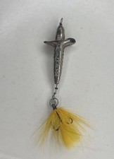 Vintage AIREX Metal Spinner Lure, Sm. 1.5”Sz. w/Nice/Early Custom FeatherTrailer picture