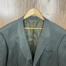 Jean-Baptiste Caumont Blazer Jacket Mens 48L Green Solid 100% Wool Three Buttons picture