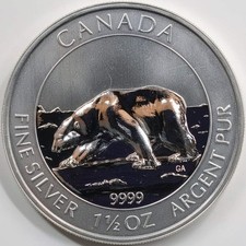 2013 Canada 1.5 ozt Silver Polar Bear .9999 Fine $8 BU Fresh from Roll picture