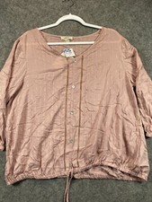 NWT COMO Blu Shirt Womens XL Pink Top Blouse Half Sleeve Rayon Casual Ladies picture