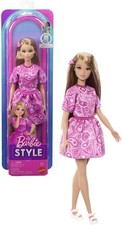 WB Mattel-Barbie Fashionista Doll #249 With Pink Paisley Dress, Blonde Hair picture