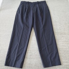 Madewell Double Pleated Trousers Mens 34x30 Navy Blue Wool Blend Straight Leg picture