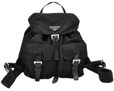 Authentic PRADA Nylon Leather Backpack Purse Black AC980 picture