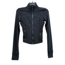 Wmns LULULEMON Black Define Cropped Jacket Nulu Zip Up Athletic Sweater Sz 4 picture