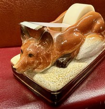 VTG Takahashi Fox Tape Dispencer Hand Painted Made In Japan  picture