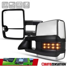 Fit 1999-2002 Silverado Sierra Chrome Power Heated Tow Mirrors+Smoke LED Signal picture
