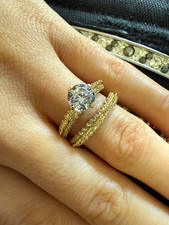 10k Yellow Gold,Simulate Diamond Women’s Engagement/Wedding Ring Set Sz 7 picture