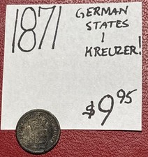 1871 German States 1 Kreuzer Coin ENN Coins picture