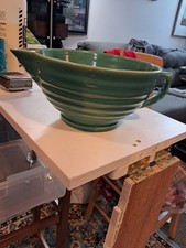 Pristine Vintage Bauer Pottery Jade Green Ringware Batter Bowl Pitcher 1930s LA picture