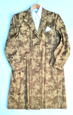 vintage BESPOKE GOLD  BROCADE  tailored coat   UK 44  england made ONE OFF  picture