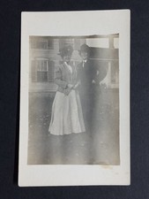 Vintage RPPC Man & Woman Hats Edwardian Era Kodak Velox Real Photo Postcard picture