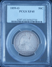 1859-O Seated Liberty Half Dollar PCGS XF45 New Orleans 50C Cert 26562710 picture