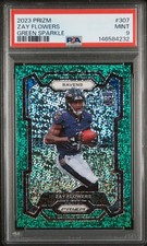 2023 Panini Prizm #307 Green Sparkle Zay Flowers /8 (RC) PSA 9 picture
