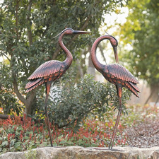 Crane Garden Sculptures & Statues Heron Decoy Large Size Metal Birds Yard Art St picture