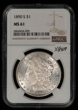 1890-S $1 Morgan Silver Dollar - NGC MS 61 - SKU-X6809 picture