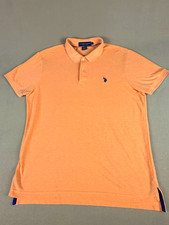 U.S. Polo Assn. Men's Slim Fit Peach Short Sleeve Polo Shirt Cotton Blend L picture