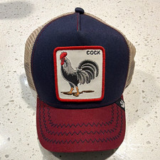 Goorin Bros. Navy/Red/Beige Adjustable Trucker Hat One Size Rooster Patch picture